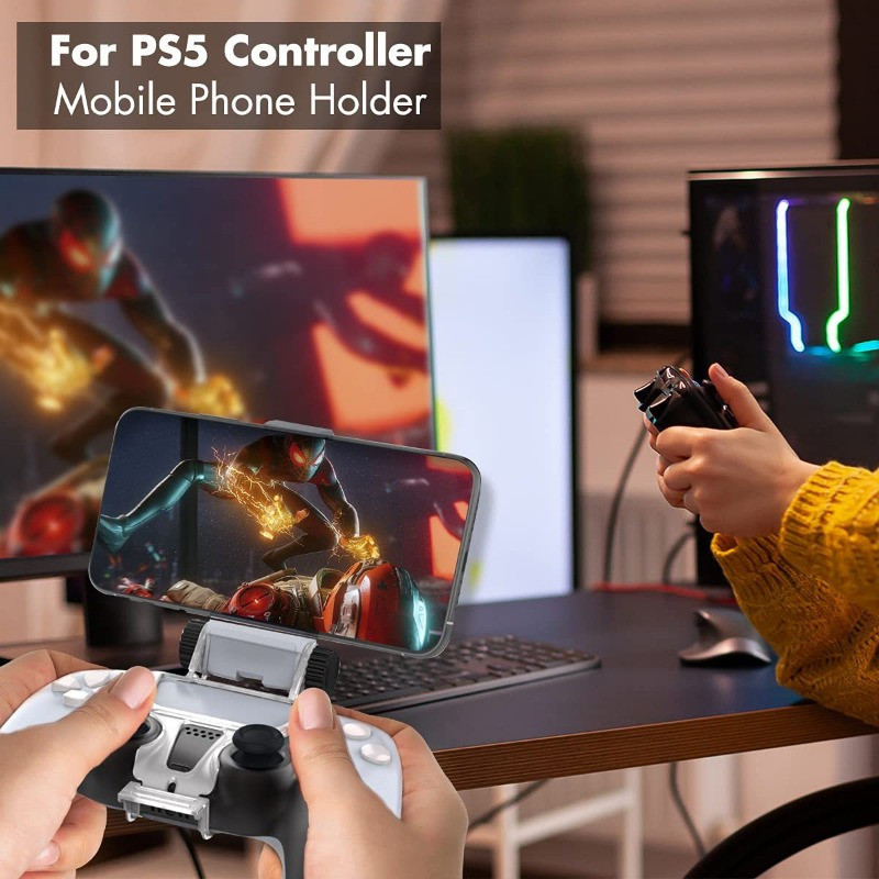 適用於 Playstation 5 dual-sense 搖桿遙控遊戲的智能可調節手機遊戲夾無線搖桿手機支架