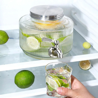 玻璃水壺家用大容量帶水龍頭涼果汁檸檬水容器放冰箱