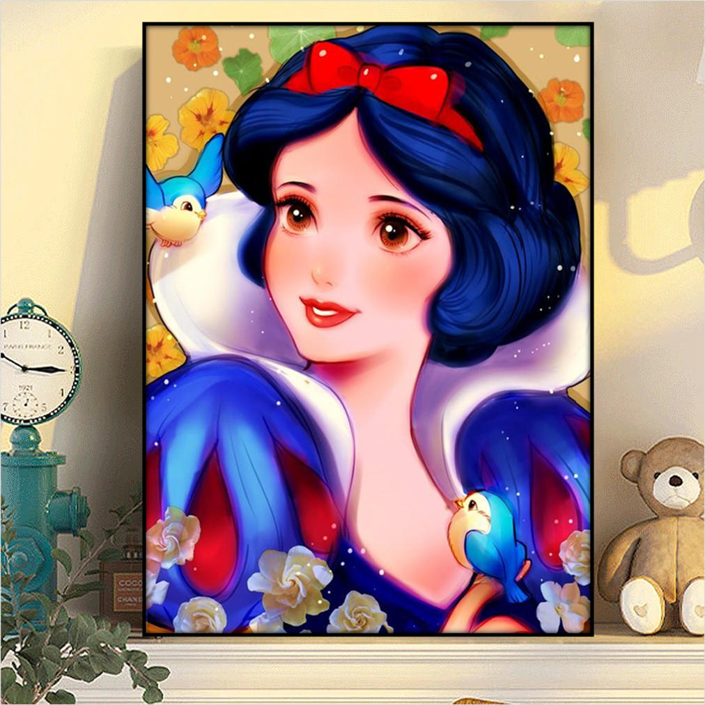 帶框 迪士尼 白雪公主 數字油畫 手繪 diy 填充 塗色 動漫 個性禮物 房間裝飾畫 掛畫