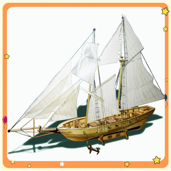 Lyn拼裝模型哈維木船diy帆船拼裝模型