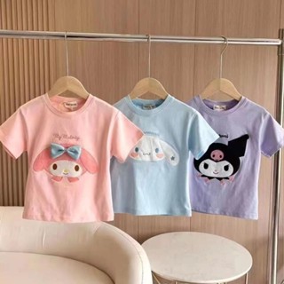 90-140 夏季衣服兒童純棉t恤三麗鷗童裝T恤中兒童美樂蒂玉桂狗庫洛米卡通上衣中兒童短袖體恤