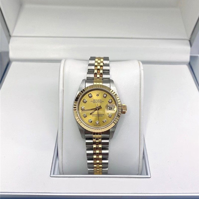 Rolexx Log 79173鑲鑽18K黃金精鋼大鑽錶盤26mm自動機械女表