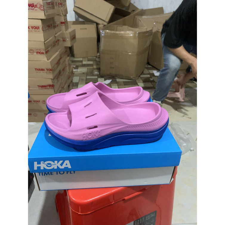全新 HOKA ONEONE ORDA RECOVERY SLIDE 3 粉色藍色運動拖鞋涼鞋