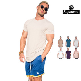 #SupercooL#寬鬆短袖素色T恤健身男士時尚運動休閒鍛鍊棉夏季潮流