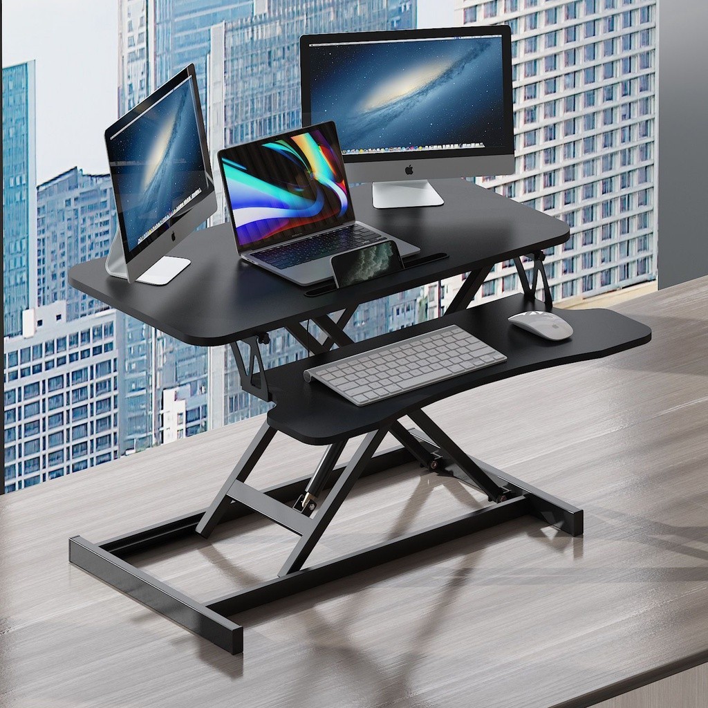 上新低價推廣✅升降電腦桌可調節增高架桌上桌氣動升降可折疊站立筆記本辦公桌面