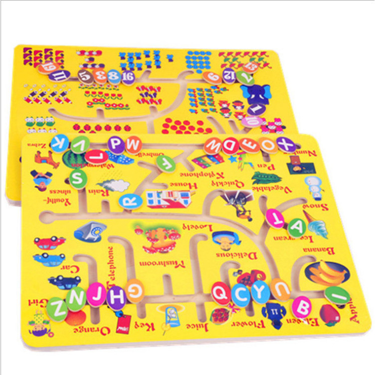 數字字母找位兒童早教26個英文字母走位 軌道 幼兒益智類木製玩具