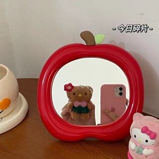 紅蘋果化妝鏡學生宿舍可愛隨身便攜小鏡子辦公室臺式家用梳妝鏡