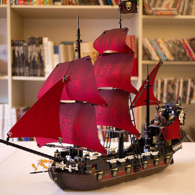 雙象6001加勒比海盜船16090安妮女王復仇號拼裝積木玩具跨境39008