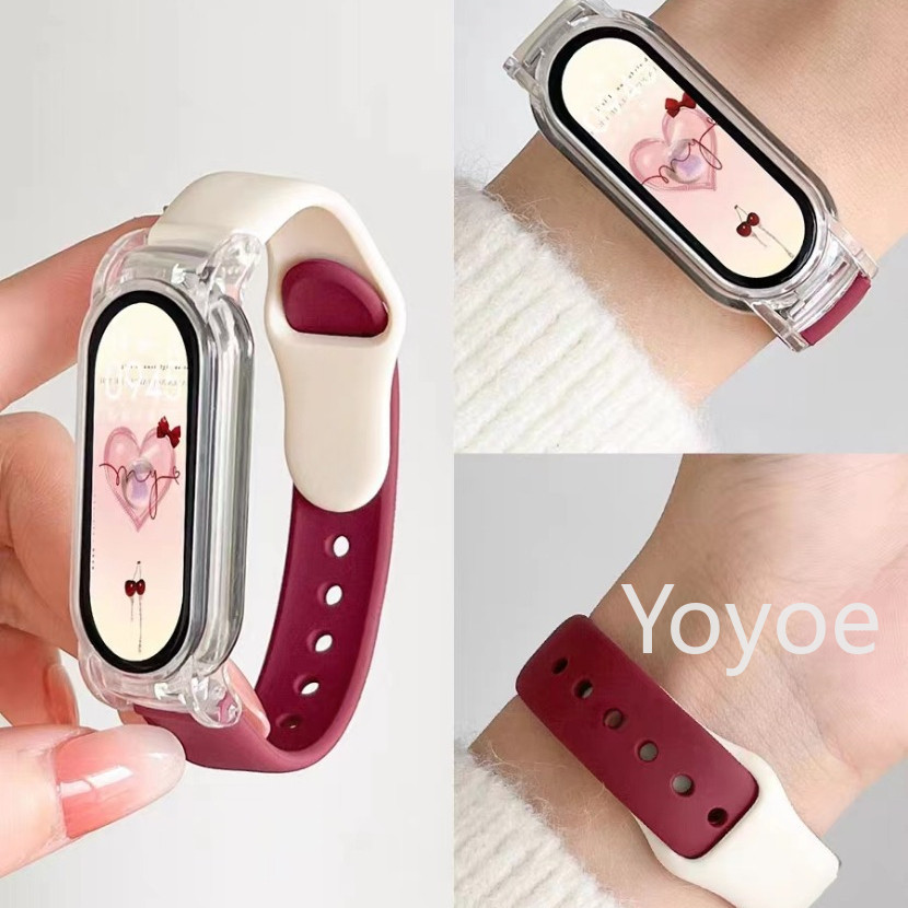 XIAOMI 適用於小米手環 8 Correa 腕帶更換配件的透明保護套 + 軟矽膠錶帶