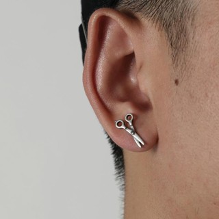 925純銀剪刀耳環男 朋克耳環耳圈復古設計素銀耳飾