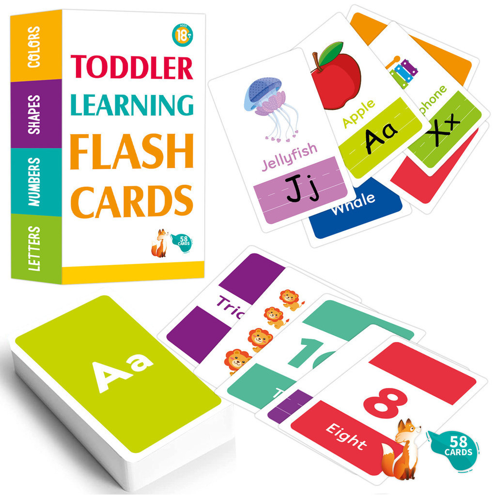 字母卡片2-4歲兒童早教閃卡學習顏色數字形狀動物ABC英文字母卡片