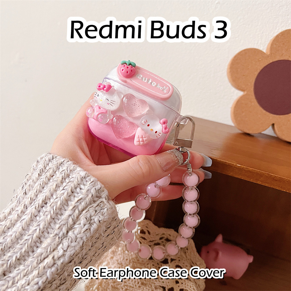 【快速發貨】適用於 Redmi Buds 3 Case DIY 簡約風格立體愛心軟矽膠耳機套外殼保護套