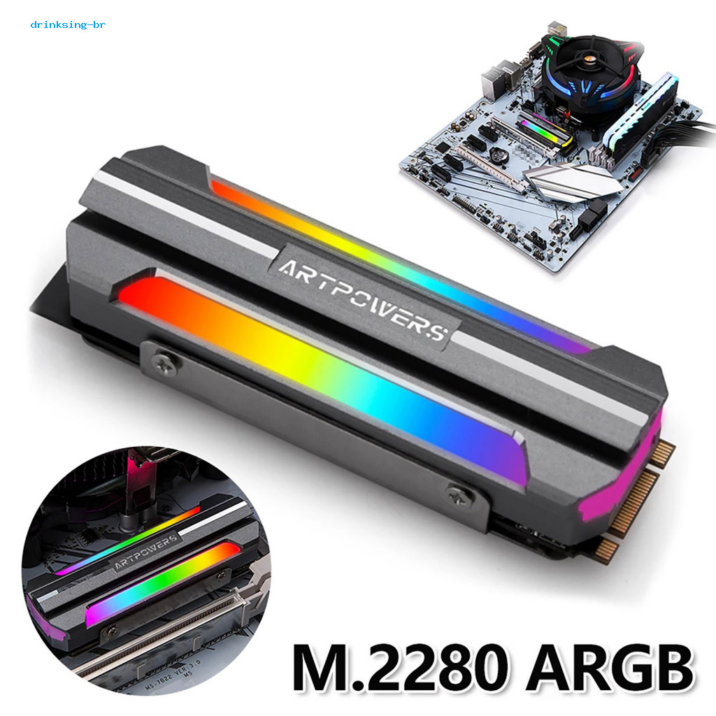 (飲用)Argb 散熱器增強型計算機性能與散熱器 Rgb M.2 Ssd 散熱器冷卻器兼容 Nvme 固態驅動器 228