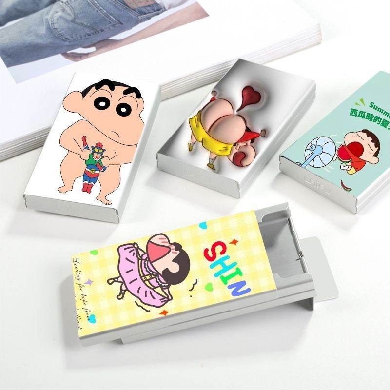 卡通蠟筆小新滑蓋煙盒可愛便攜式收納盒 送男友潮流收納盒