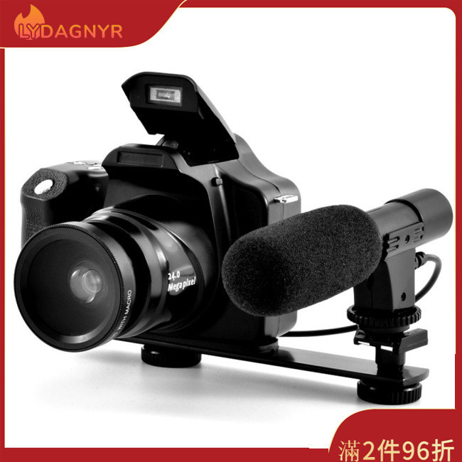 Dagnyr 18x 微型單 1080p 高清數碼相機套裝便攜式攝像機帶麥克風 Led 補光燈