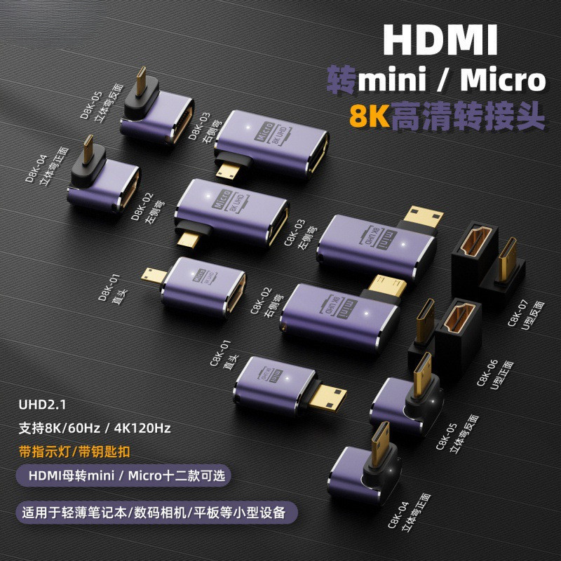 Micro/miniHDMI轉接頭HDMI轉micro轉接頭單眼相機筆電投影