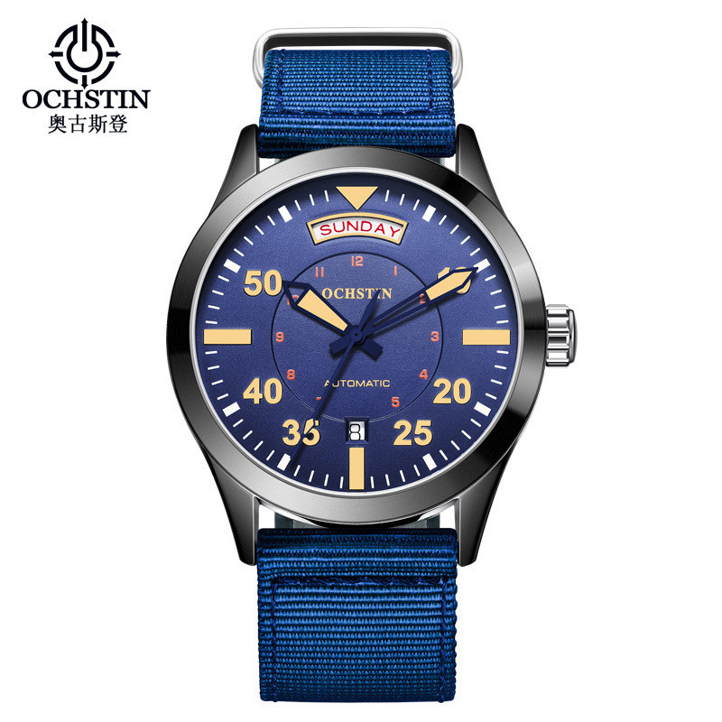 【 帕達數碼手錶專營店】瑞士品牌大師系列全自動機械錶雙日曆防水夜光商務尼龍帶男士手錶