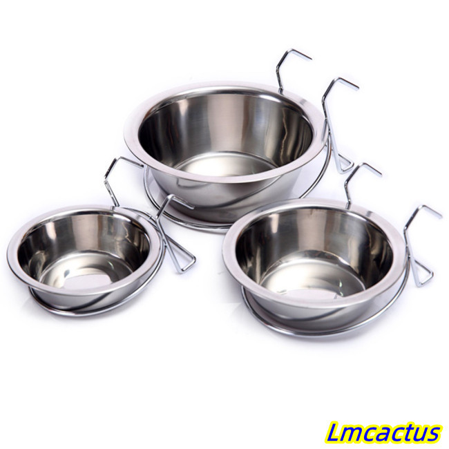 Lmcactus 不銹鋼寵物碗籠掛貓狗小狗板條箱食物水碗