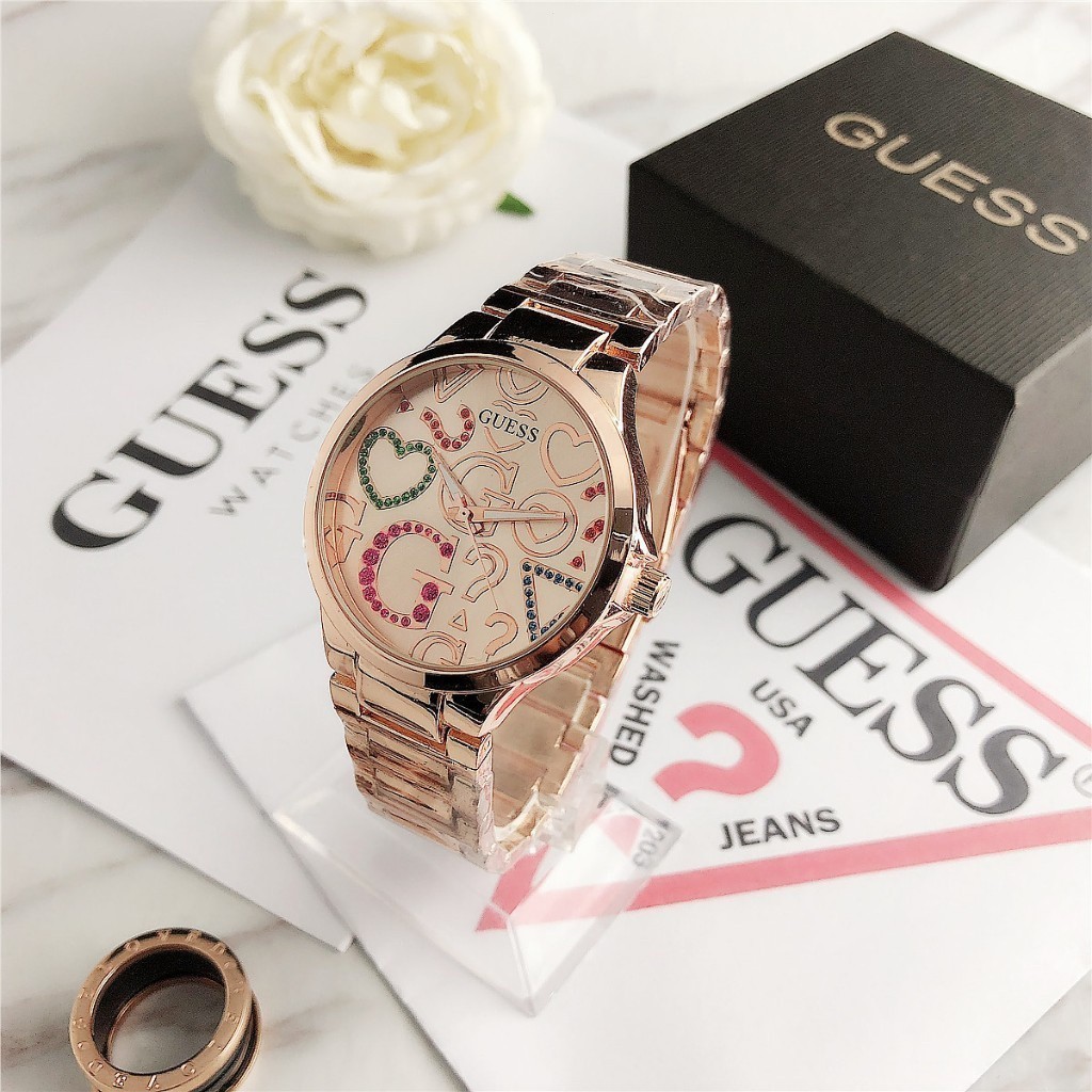 Guess 新品經典系列彩鑽錶盤歐美時尚手錶運動石英