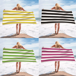 單面絨沙灘巾 超細纖維沙灘浴巾 個性條紋圖案毛巾浴巾夏季沙灘
