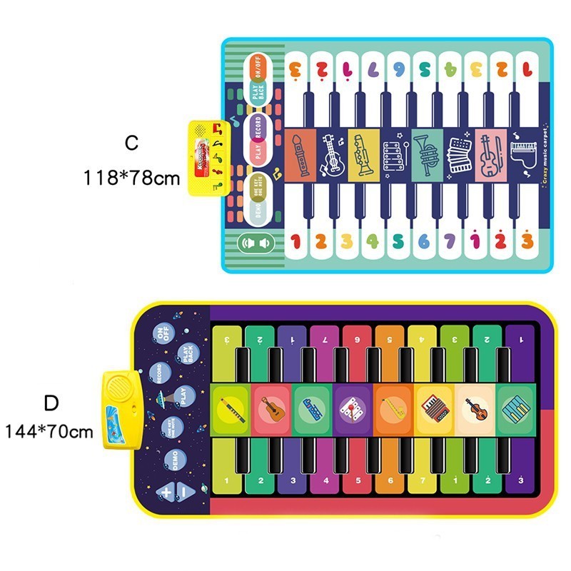 嬰兒玩具 4 種音樂遊戲墊鋼琴墊電子鍵盤遊戲音樂地毯毯子兒童益智玩具玩具 ONME