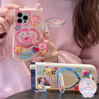 手機殼+鏈條化妝鏡 3D SpongeBob SquarePants 兼容 iPhone 15 11 14 13 12