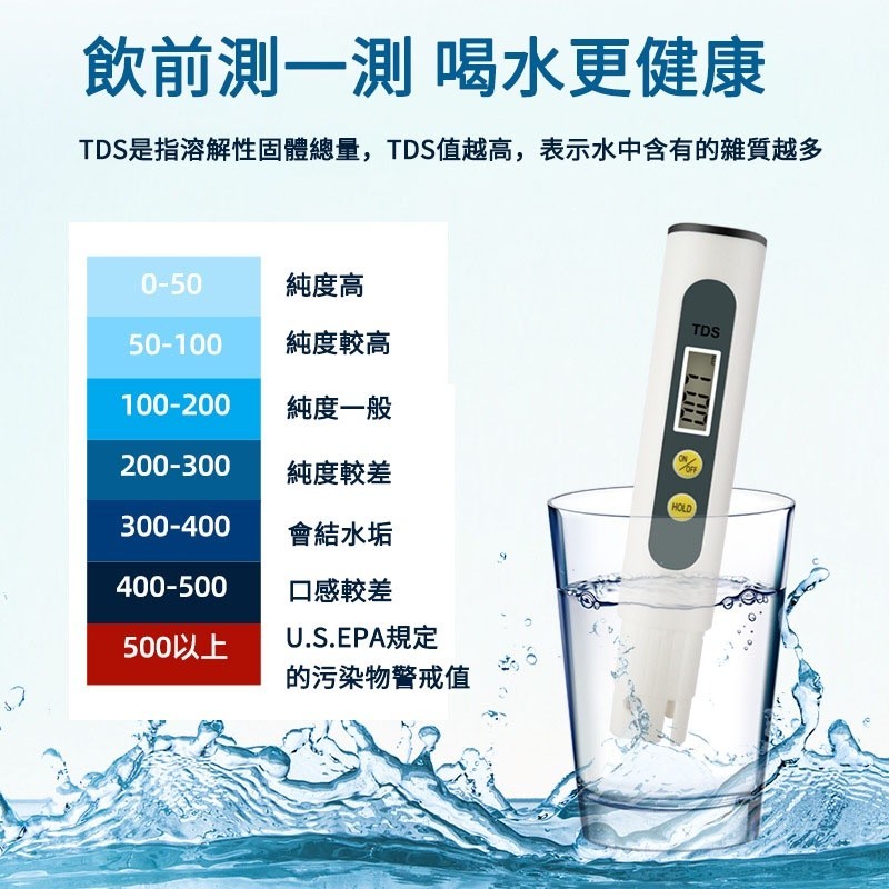 台灣出貨🧸水族水質檢測 飲用水 水質檢測筆 TDS水質檢測 魚缸檢測筆 水質檢測筆 淨水驗水筆  軟水 硬水
