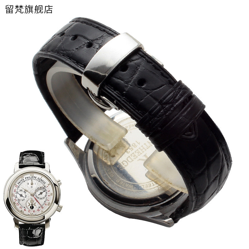 雙面鱷魚皮手錶帶代用積家美度精工浪琴真皮錶帶男女錶鏈20 22MM