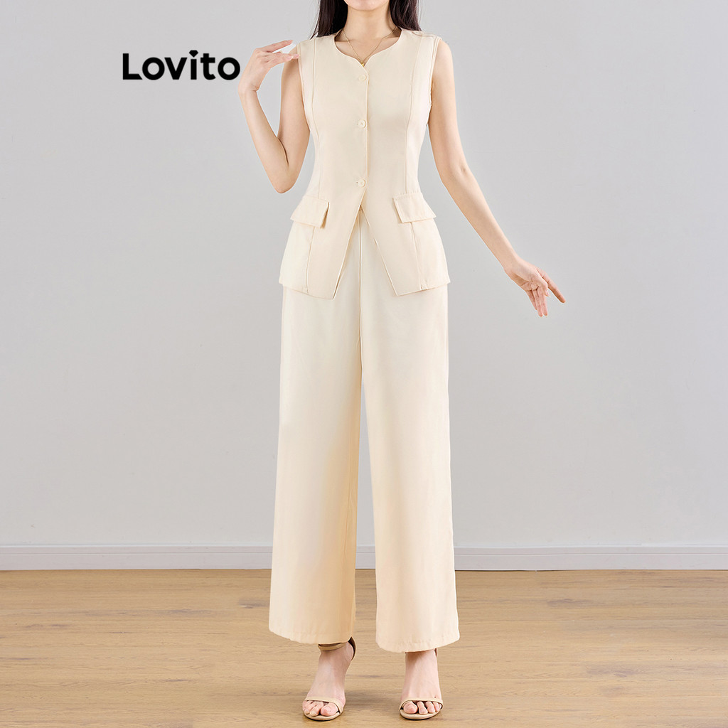 Lovito 女款休閒素色不對稱上衣或下裝 L116MD001