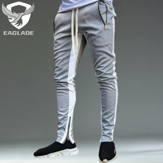 Eaglade 男士慢跑運動褲慢跑褲寬鬆運動服男士長褲 Seluar 可拉伸 CK-16 灰色+白色 E05