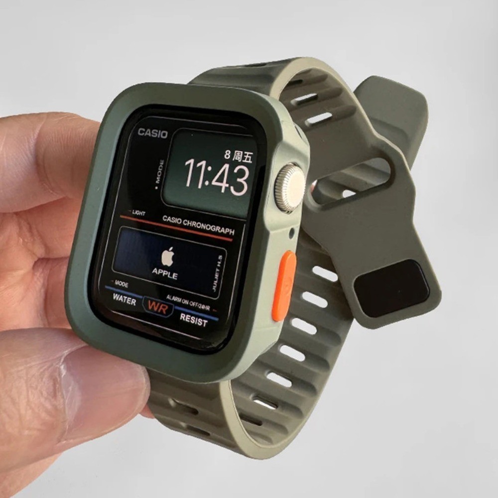 Tpu 錶殼和矽膠錶帶保護套手鍊兼容 Apple watch ultra 9 8 7 6 5 4 se i watch