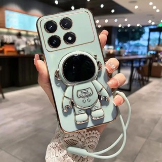 REDMI XIAOMI 適用於小米紅米 Note 13 Pro 4G 手機殼豪華電鍍宇航員支架後蓋適用於紅米 Note