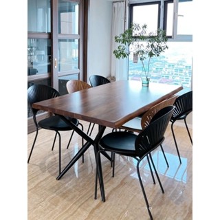 美式傢具實木長方形餐桌鐵藝復古工業風咖啡休閑桌子辦公大長桌 餐桌 會議桌 辦公桌 工作臺 洽談桌 餐廳 書桌