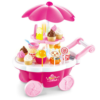迷你糖果車 女孩過家家燈光音樂冰激凌手推車 冰淇淋車 兒童玩具