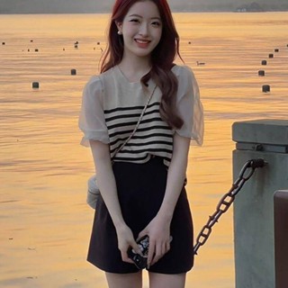 夏季2023新款女小個子穿搭一整套鹽系輕熟減齡小香風短褲兩件套裝