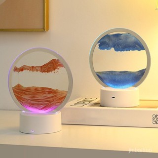 創意流沙畫小夜燈3D桌面立體沙漏畫客廳臥室擺件禮品