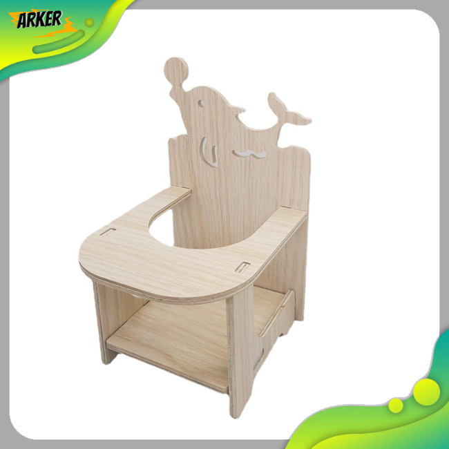 Areker 倉鼠椅龍貓玩具有趣的迷你木製餵食椅可愛幾內亞動物籠子配件