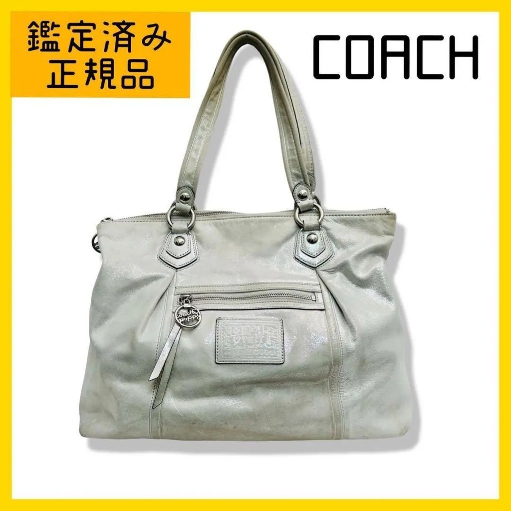 COACH 蔻馳 手提包 女用 白色 皮革 日本直送 二手