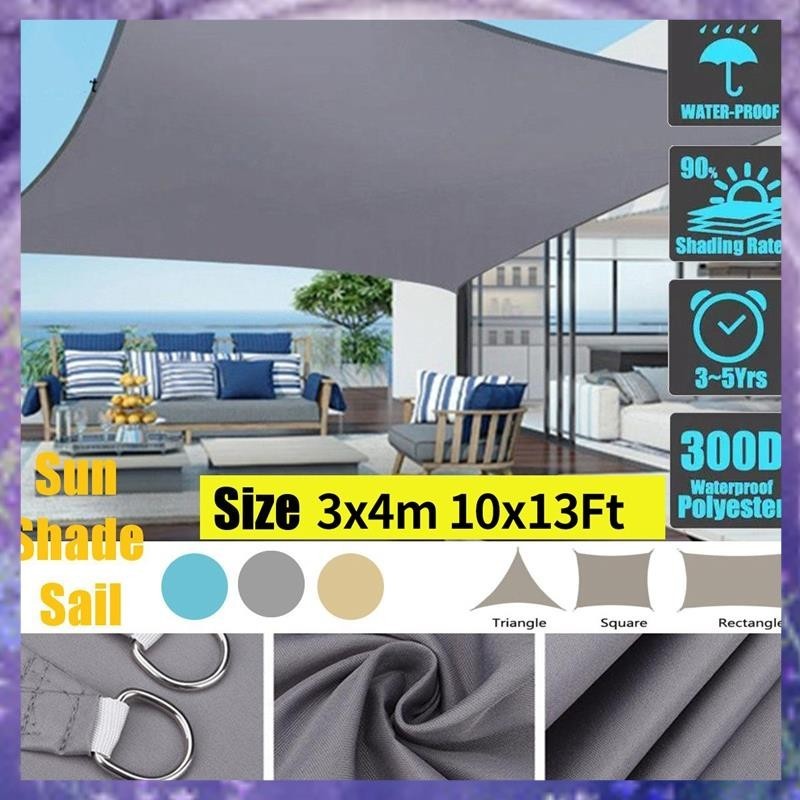 (X Y S V)3X4M 防水遮陽篷遮陽帆適用於戶外花園海灘露營露台泳池遮陽棚-10X13 英尺