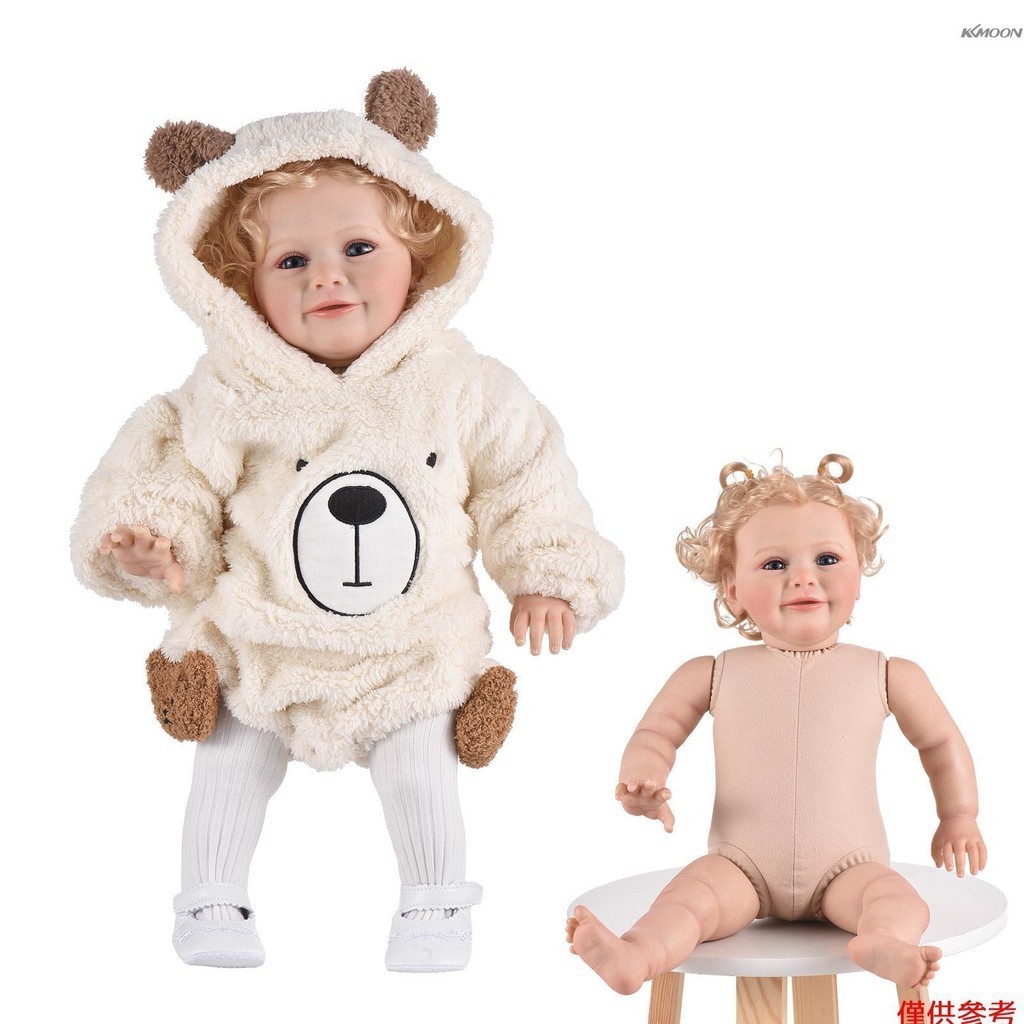 21.6 英寸重生嬰兒娃娃軟布身體嬰兒娃娃栩栩如生的可愛娃娃帶白色嬰兒連體衣逼真的嬰兒禮物娃娃帶尿布奶嘴和奶瓶