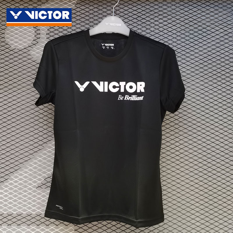 Victor 81028羽毛球服女短袖上衣純棉印花T恤