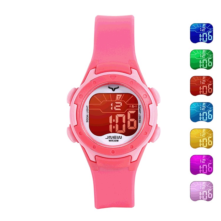 簡約電子錶多功能七彩兒童電子錶防水運動電子手錶