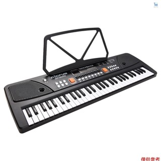 Bigfun 61 鍵可充電電子風琴兒童電鋼琴帶麥克風黑色數字音樂電子鍵盤帶 LED 顯示屏內置雙立體聲揚聲器帶 16
