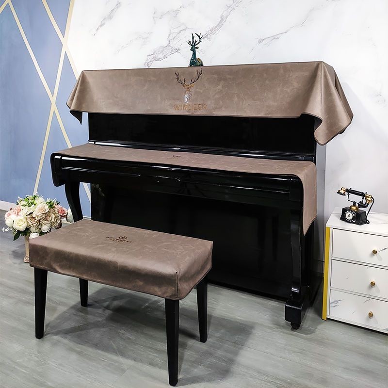 高檔美式簡約北歐式鋼琴罩 輕奢代鋼琴蓋布 防塵半全三件式罩蓋布 鋼琴凳罩