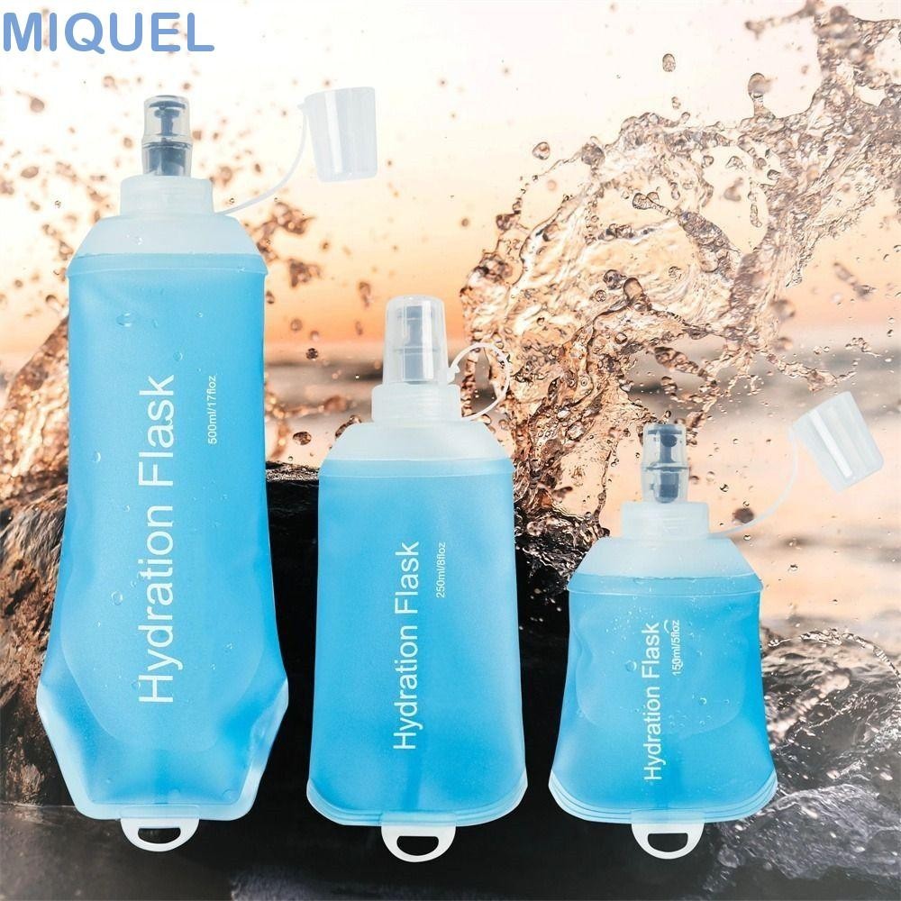 MIQUEL折疊水瓶,TPU軟燒瓶可折疊水瓶,攀登水袋藍色運動水瓶500毫升250毫升150毫升
