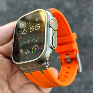 皇家橡樹 AP鈦色矽膠錶帶 適用Apple Watch Ultra 2 49mm 9 8 7 6 45mm 蘋果錶帶