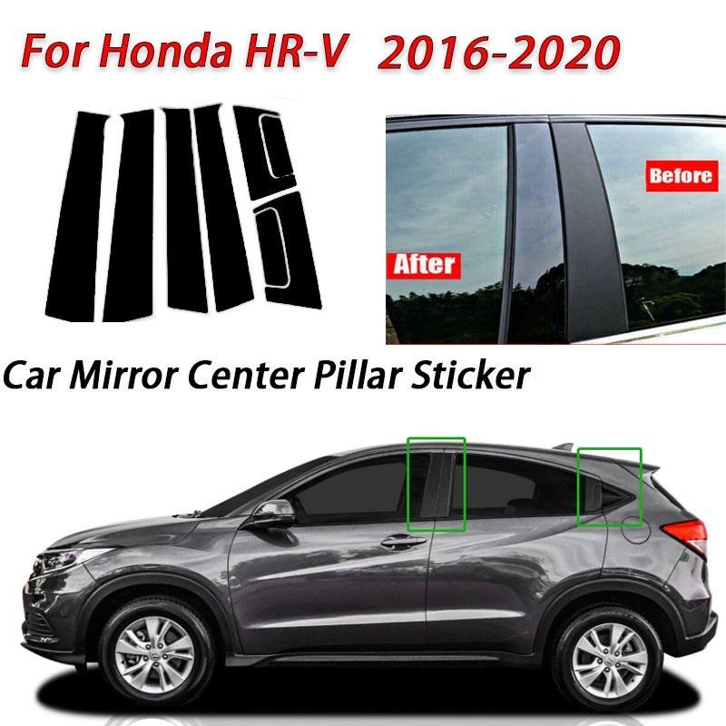 HONDA 本田 HRV 車門黑色光面 B 柱 C 後視鏡裝飾膜適用於 HR-V 2016-2022 2023 配件