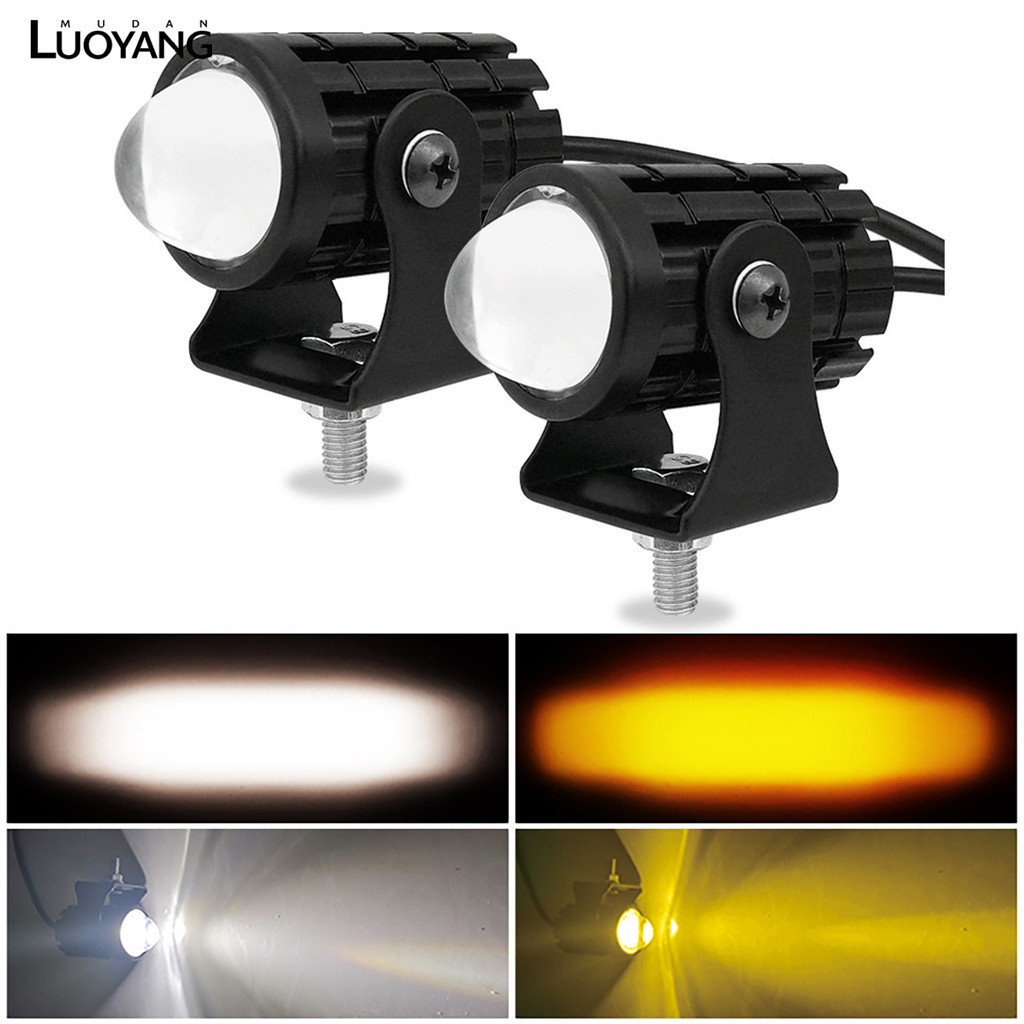 洛陽牡丹 機車射燈大燈 LED雙色小鋼炮 遠近一件式防水超亮12 80V LED燈