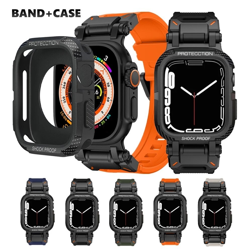 Tpu 錶殼橡膠錶帶手鍊男士矽膠錶帶適用於 Apple Watch Series Ultra2 9 8 7 6 5 4