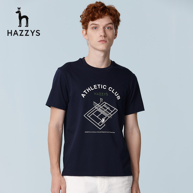 哈吉斯hazzys夏季短袖t恤男青年薄款圓領韓版體恤306
